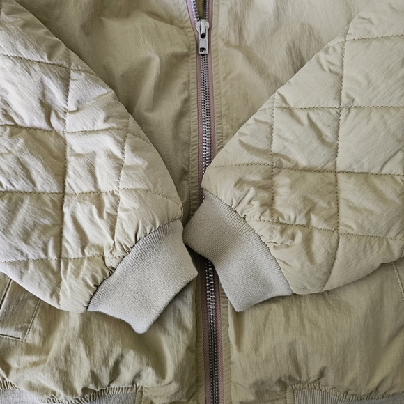 Emory Park bomber jacket size S Beige Gold Zip Front Coat Pockets - Picture 6 of 13